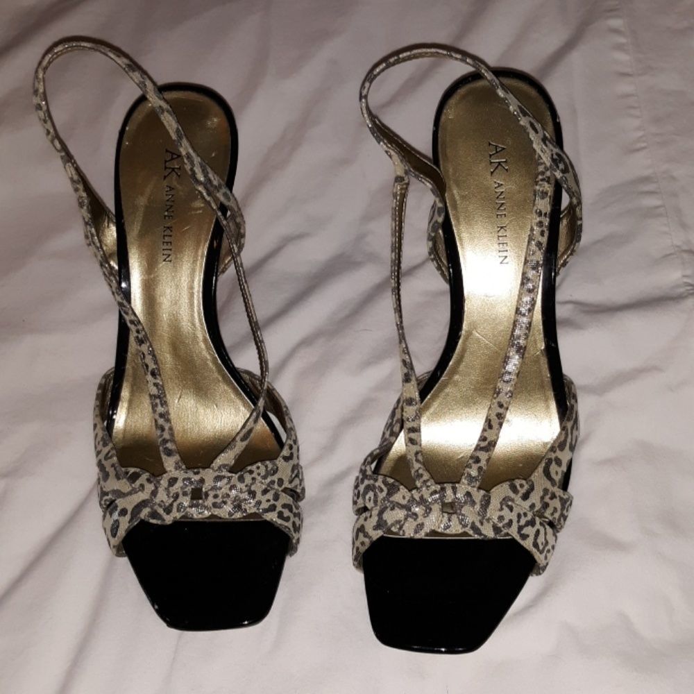 Anne Klein Strappy Leopard‎ Slingback Heels Akadine
